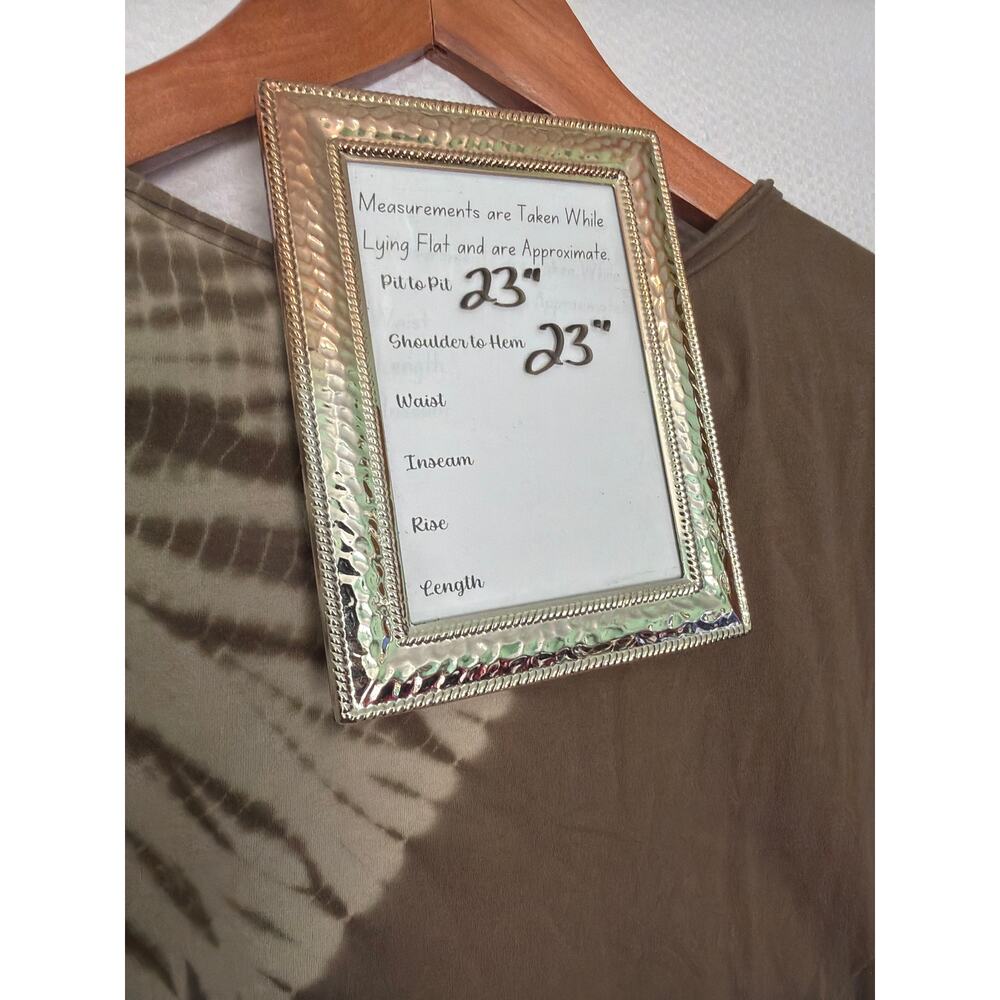 Michael Kors 1X Olive Green Gold Logo Tee Tie Dye Short Sleeve Plus Top - Picture 9 of 10